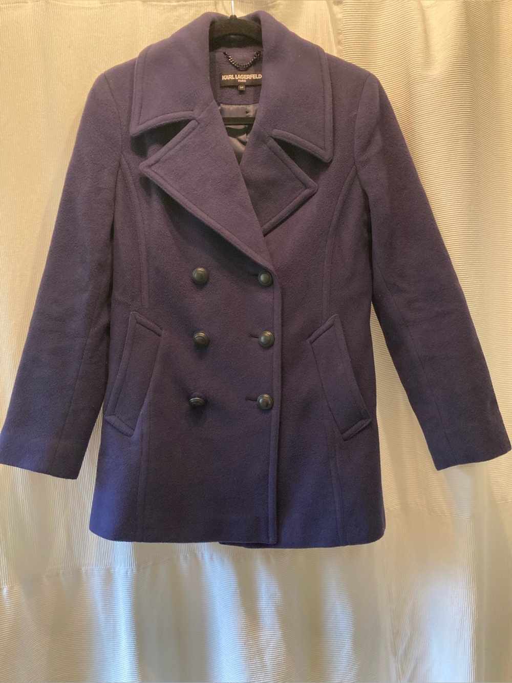 Karl Lagerfeld Paris Women's Double-Breasted Navy Peacoat